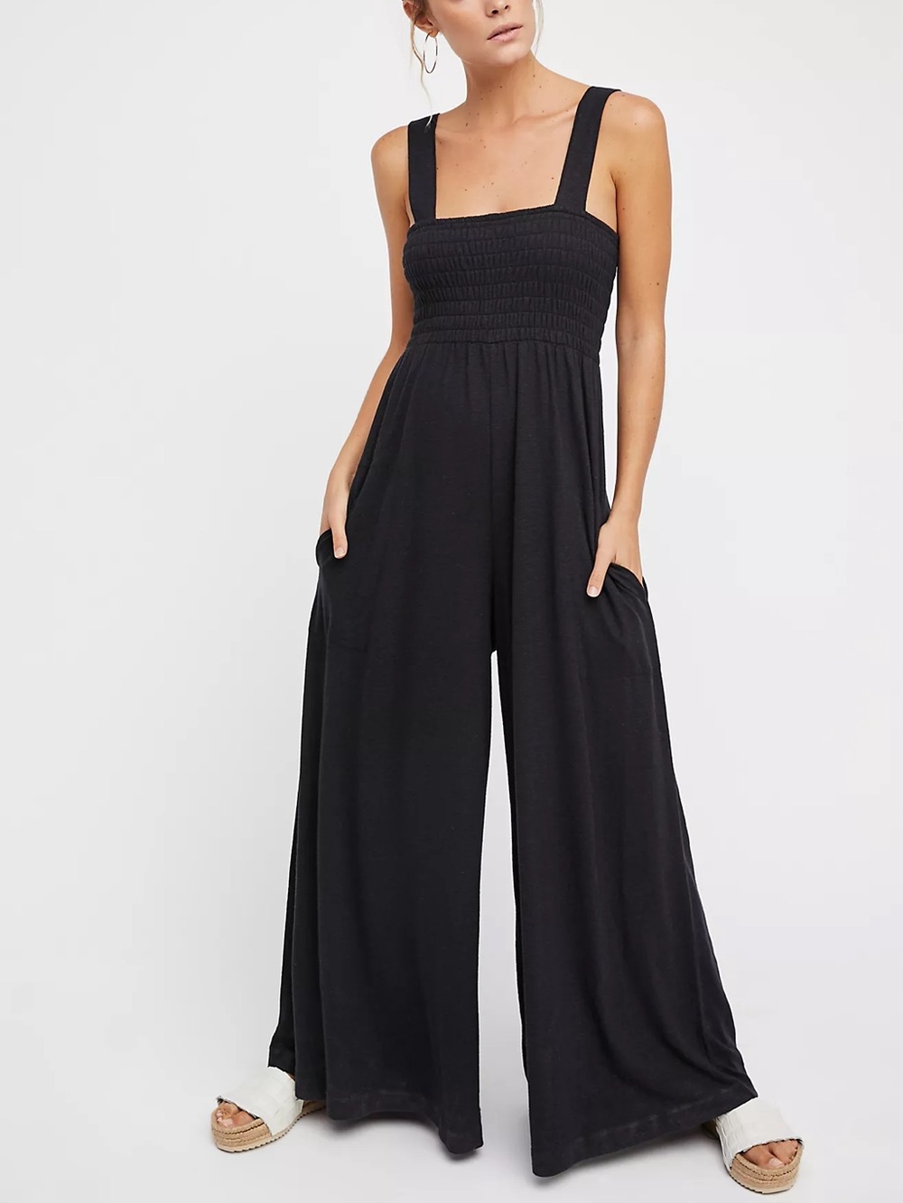 {XS} Free People Beach Homecoming Black Wide-Leg Jumpsuit